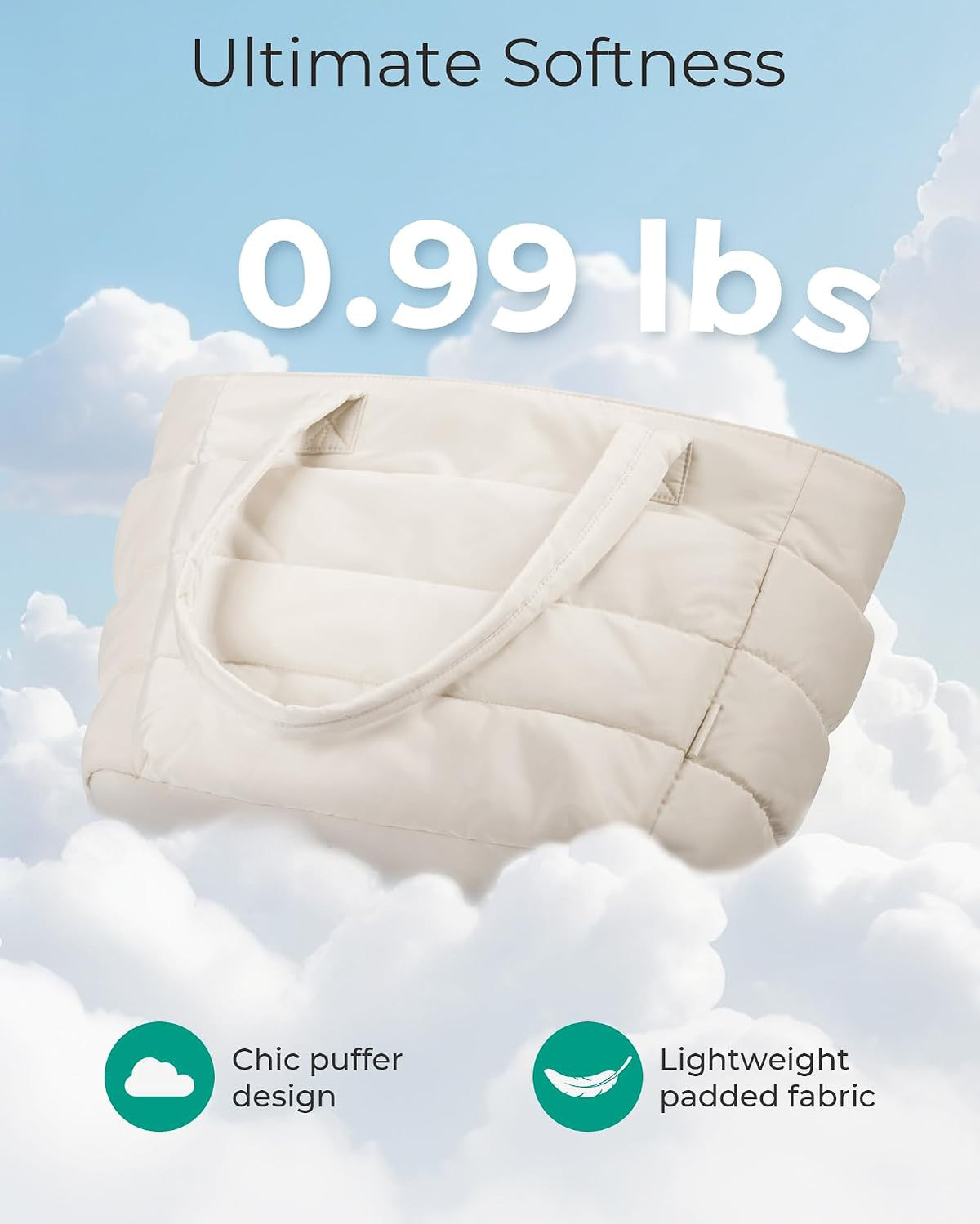 BAGSMART - Bolso de mano hinchado para mujer, bolso de trabajo ligero