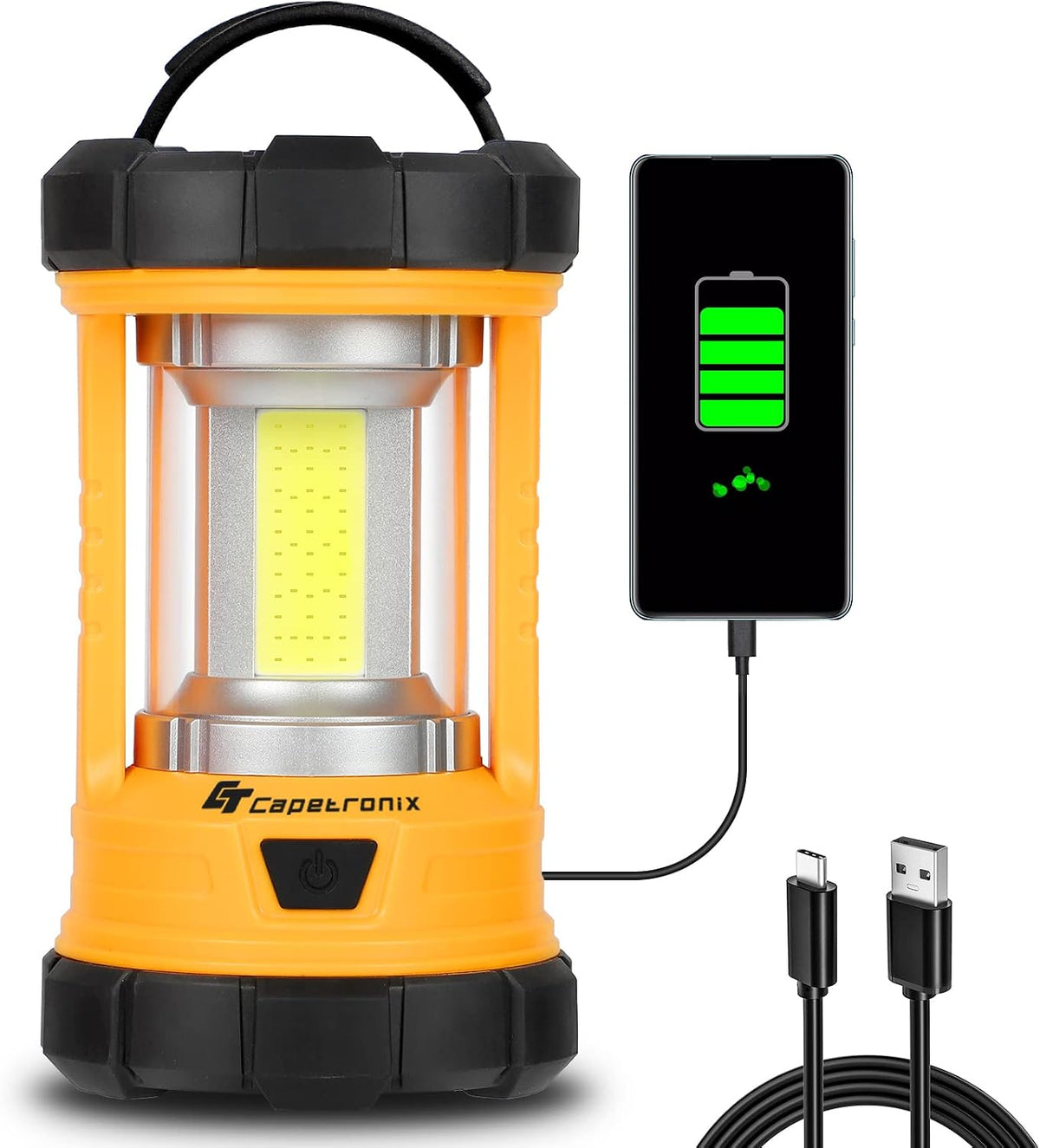 Lámpara CT CAPETRONIX Linterna de campamento, luz brillante de campamento de 3200 lúmenes, linterna LED recargable de 4600 mAh para cortes de energía, 5 modos de luz, lámpara de campamento para pesca, huracán