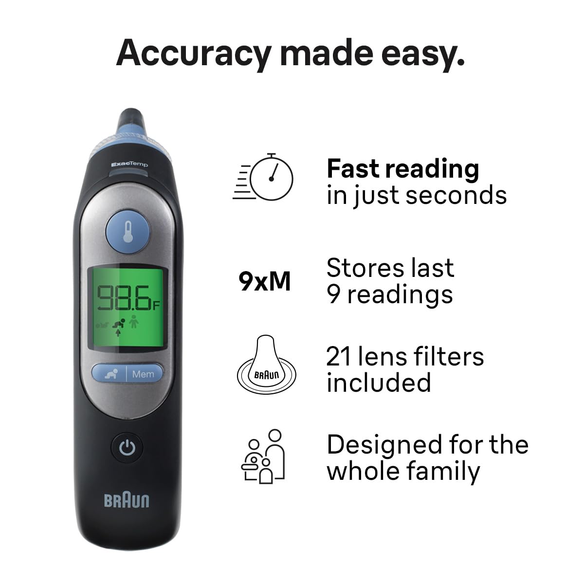 Braun Termómetro digital ThermoScan 7 para adultos, bebés y bebés