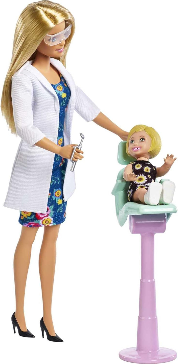 Barbie Juego de carreras, juego de dentista con muñeca morena de mo...