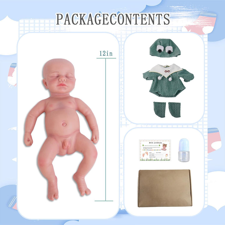 SOFTMARY Muñeca Reborn de 30 cm de silicona completa, realista con...