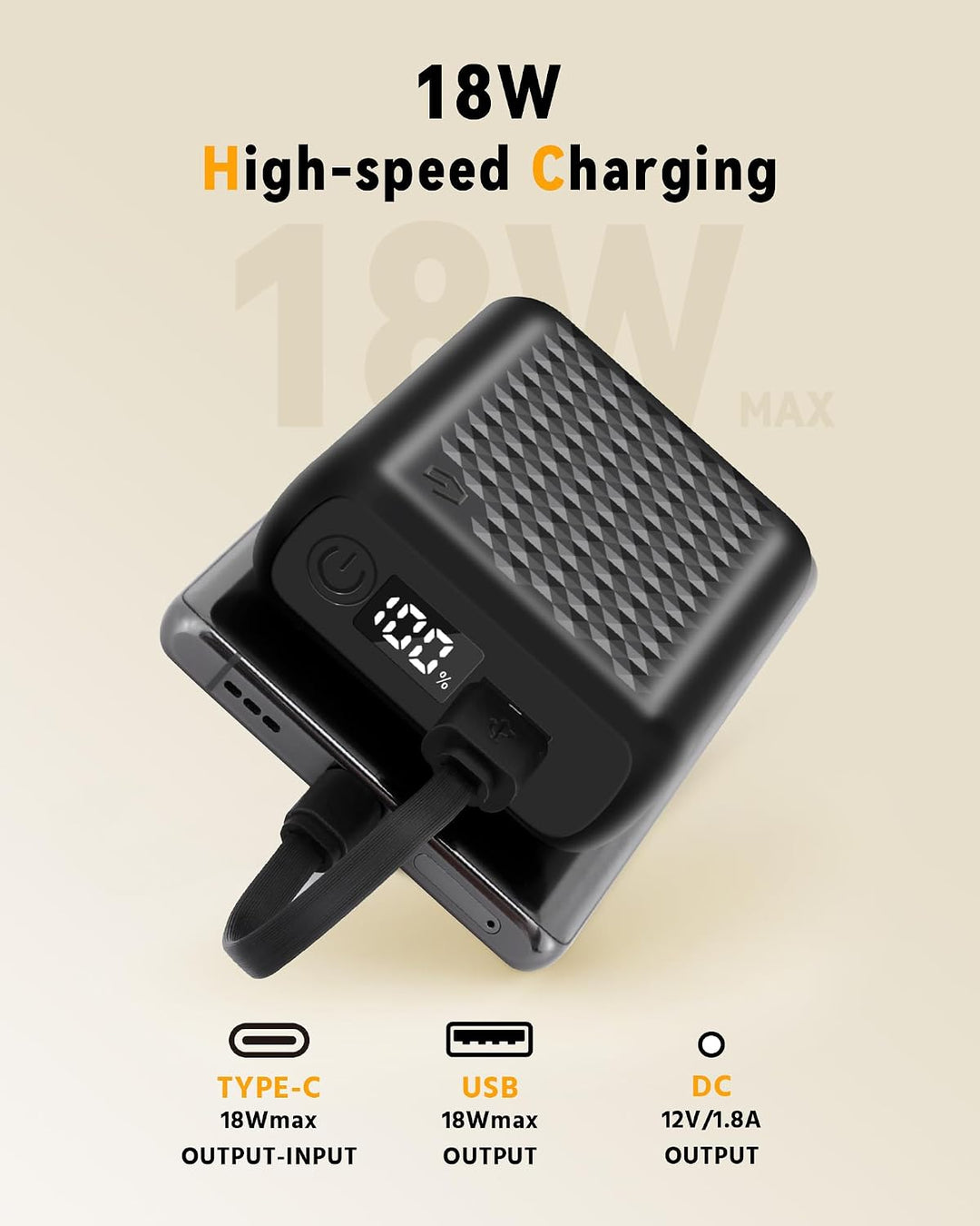 Genovega Banco de energía de 12 V, 18400 mAh, batería de carga rápi...