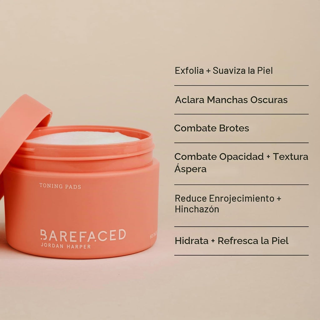 Barefaced Kit minimalista: almohadillas tonificantes originales y refuerzo de piel Overachiever 10 en 1 | Piel más suave y brillante en dos sencillos pasos