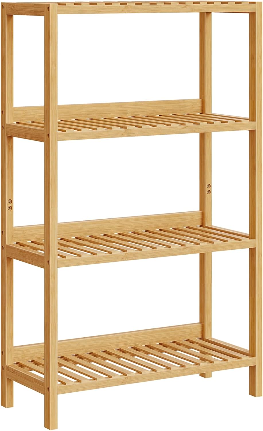 HOOBRO Estante de almacenamiento de bambú, estantería independiente de 4 niveles, estante de almacenamiento multifuncional con panel trasero, 23.6 x 10.2 x 39.4 pulgadas, para baño, sala de estar, balcón, cocina, natural YL95CJ01