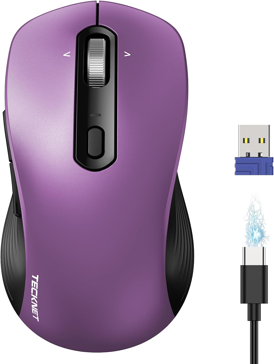 TECKNET Ratón Bluetooth recargable, [USB + BT5.0 + BT3.0] Ratón ina...