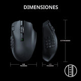Razer Naga V2 HyperSpeed Mouse inalámbrico MMO para juegos: 19 boto...