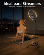 TODI Anillo de luz de 12 pulgadas con soporte de trípode extensible de 63 pulgadas, anillo de luz para selfie con soporte para teléfono y control remoto para selfies, anillo de luz LED regulable 2 en