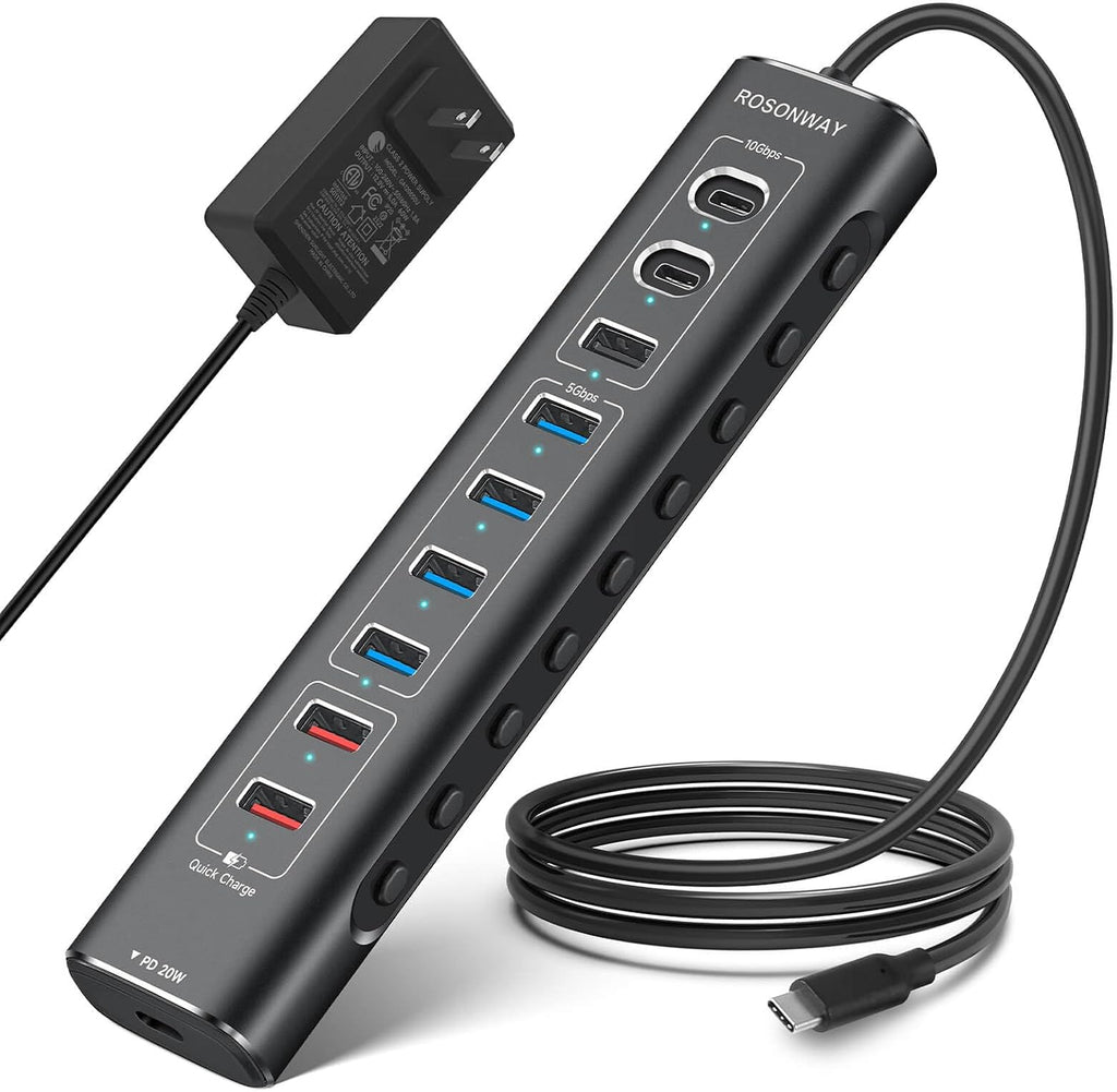 Rosonway, RSH-A10QPD, hub USB 3.2 de 10 puertos