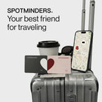SPOTMINDERS - Paquete de 2 rastreadores de cartera con certificación MFi de Apple, color negro y rosa (solo iOS), paquete de viaje para parejas, 0.07 pulgadas, funciona con Apple Find My recargable, buscador de artículos delgado para equipaje, pasaporte
