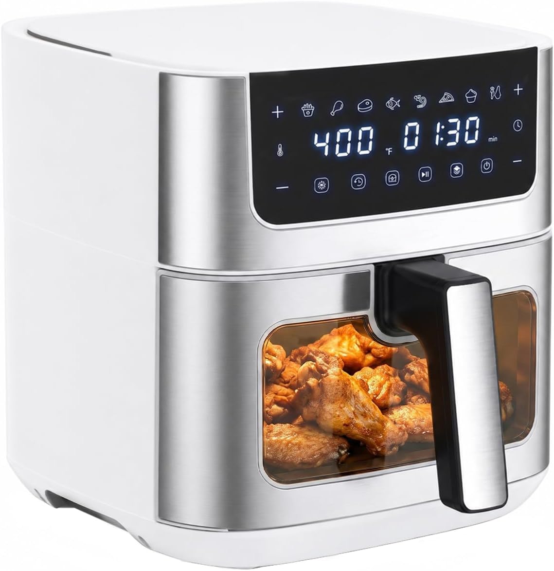 Freidora de aire, freidora de aire de 6.34 cuartos de galón con ventana de visión, 8 preajustes de alimentos con calor máximo de 400 °F para freír con aire, asar, recalentar, hornear