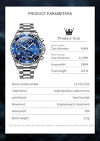 OLEVS Relojes para hombre, de cara grande, de acero inoxidable, resistente al agua, con fecha, analógicos, de cuarzo, modernos, de negocios, relojes de pulsera para hombre