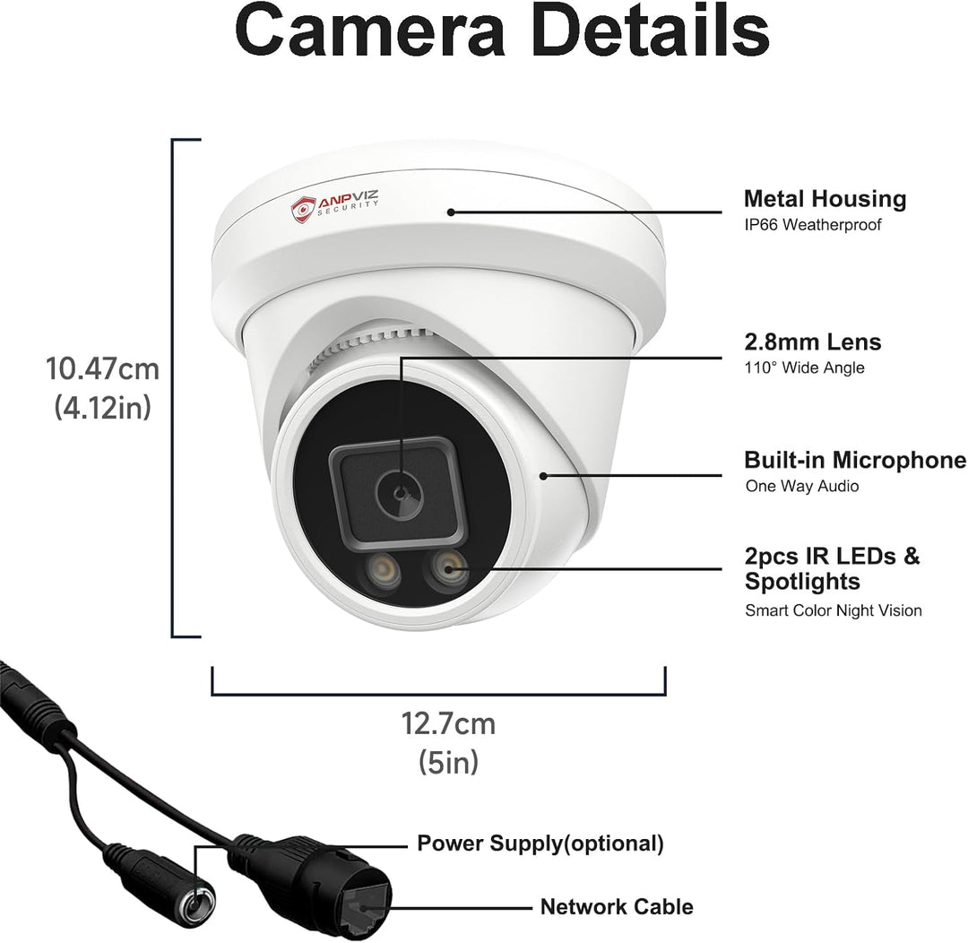 Anpviz Cámara IP PoE de 12MP para exteriores, cámara IP de segurida...