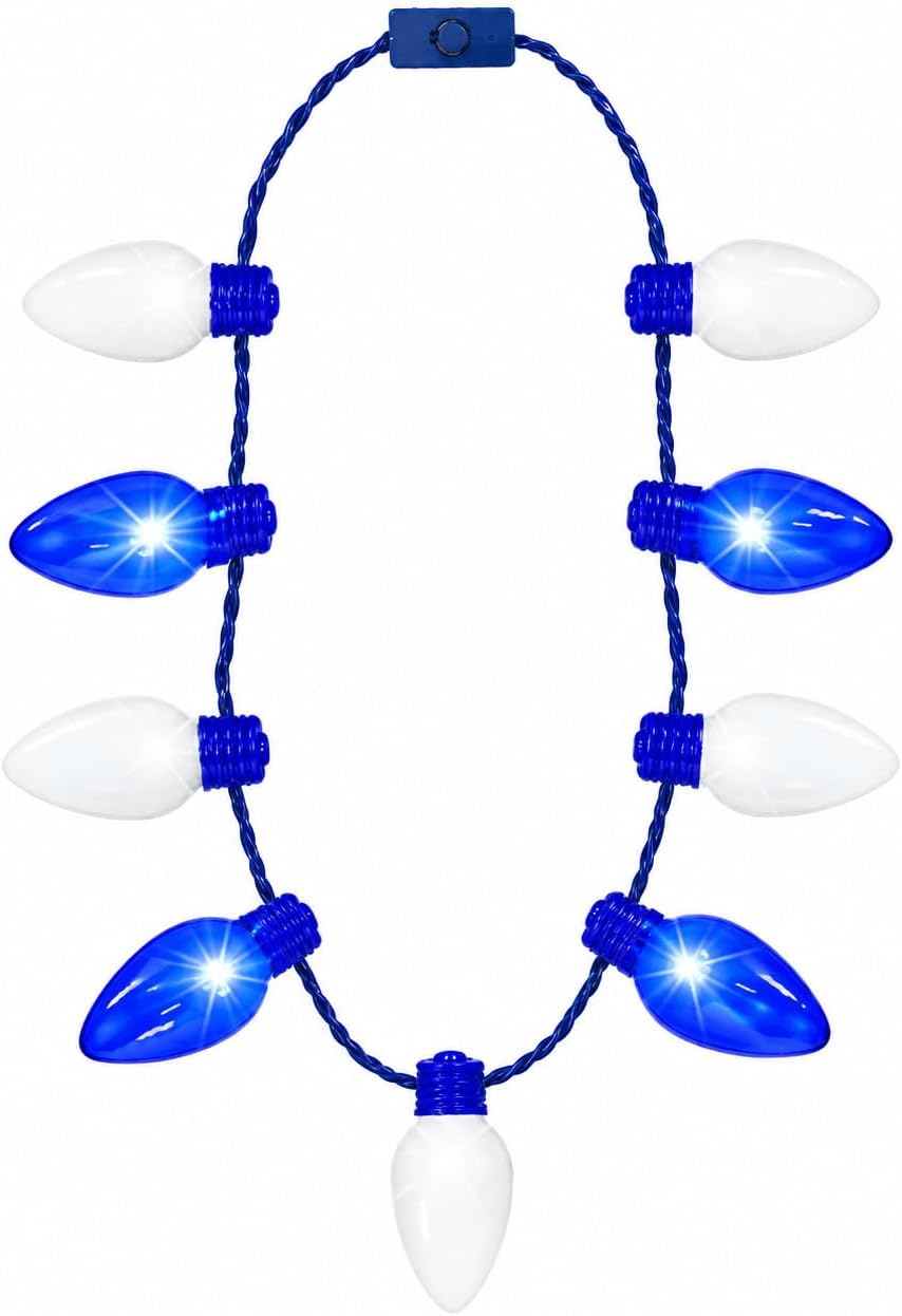 The Dreidel Company Paquete de 4 collares de bombilla de Hanukkah iluminados coloridos, accesorio de disfraz, recuerdo de fiesta, 25 pulgadas