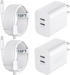 Cargador para iPhone 18 Duo 17 16, carga rápida, cargador USB C de 10 pies