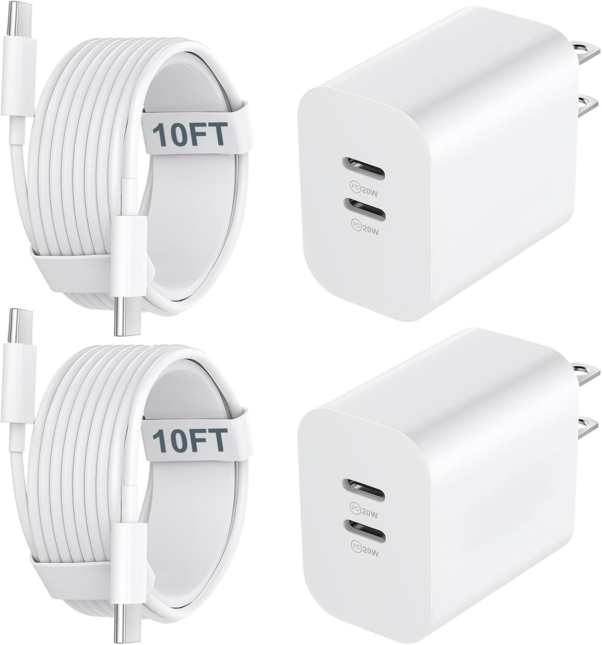 Cargador para iPhone 18 Duo 17 16, carga rápida, cargador USB C de 10 pies
