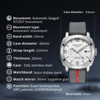 Relojes GMT para Hombre Automático Fecha 10ATM a Prueba de Agua Movimiento Seagull ST2557 Luz luminoso Acero Inoxidable Cristal de zafiro Relojes mecánicos de muñeca S8441