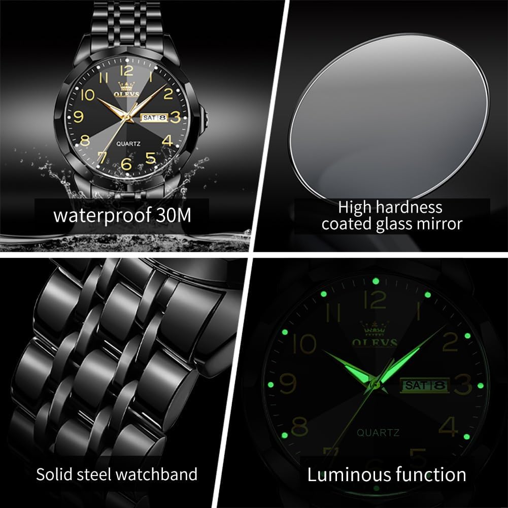 OLEVS Relojes de Pareja de San Valentín - Lujo, Moda para Hombre y Mujer, Juego de Relojes