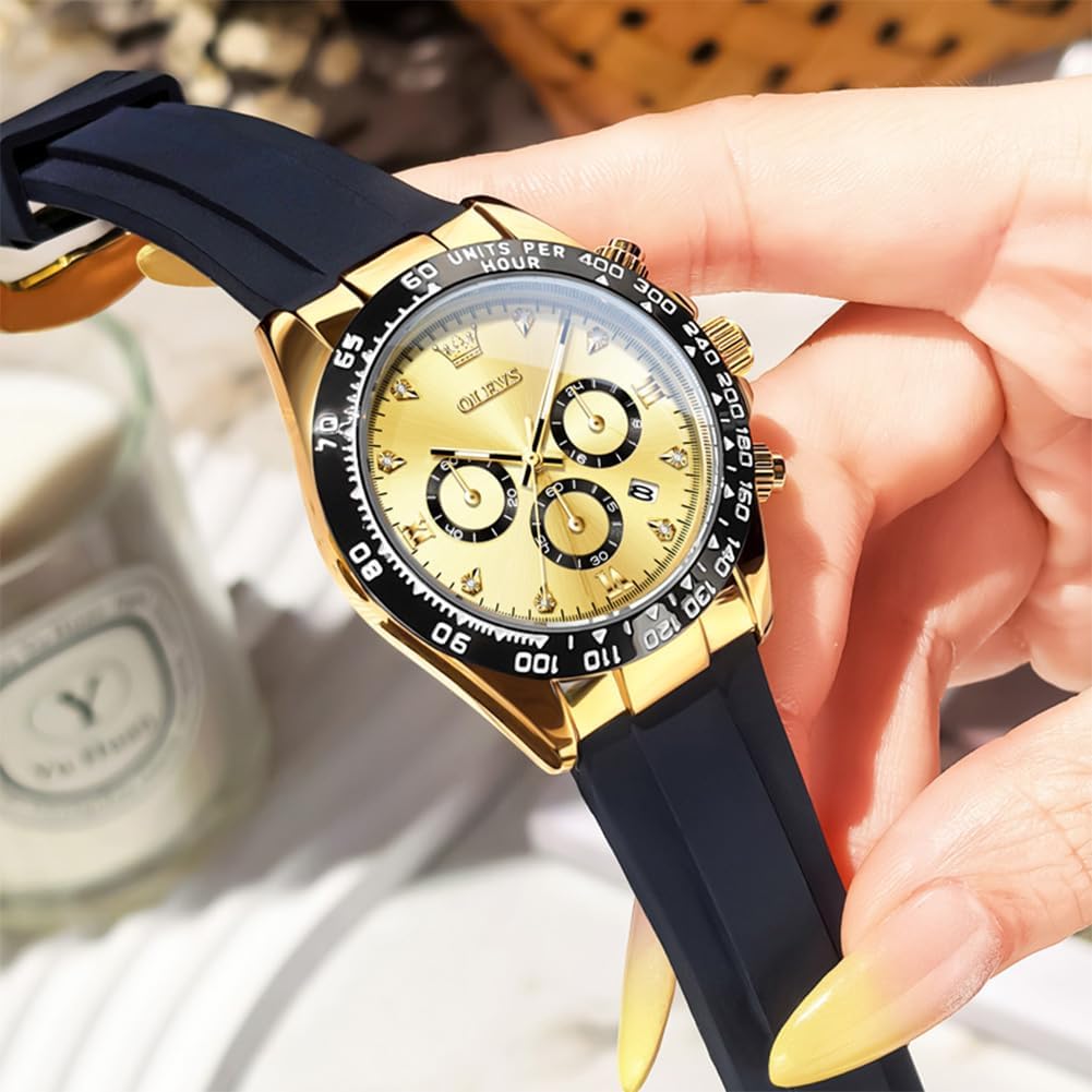 OLEVS Relojes de diamante de lujo pequeños para mujer - Pulsera de acero inoxidable, impermeables, analógicos, luminosos, con fecha, relojes de vestir de negocios para damas