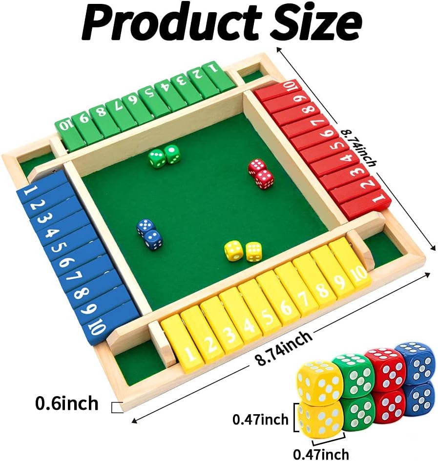 Nicecho Shut The Box - Juego de dados para 2 a 4 jugadores