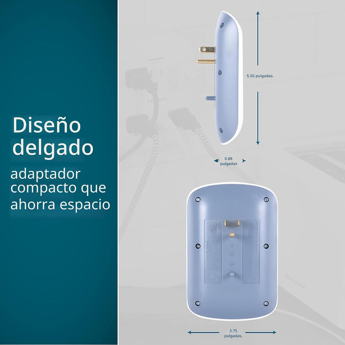 Lámpara Philips - Protector de sobretensiones extensor de 6 tomas, paquete de 4