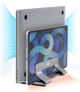 Psitek Soporte vertical de aluminio para dos computadoras portátile...