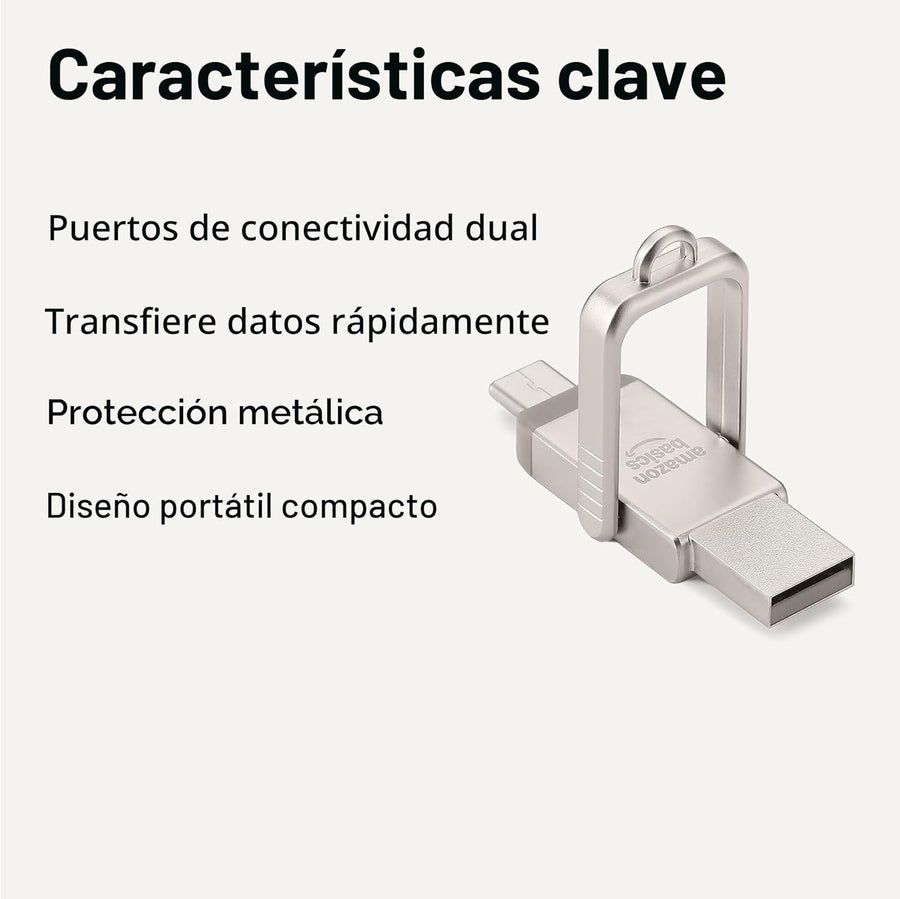 Amazon Basics Unidad Flash USB, Memoria Stick con Puertos Duales US...