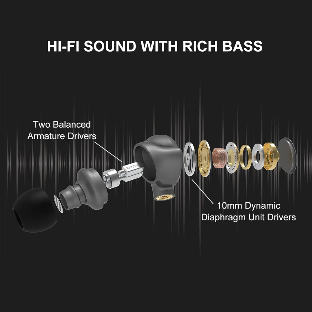 BASN Auriculares monitores in-ear de metal, IEMs con 4 controladore...