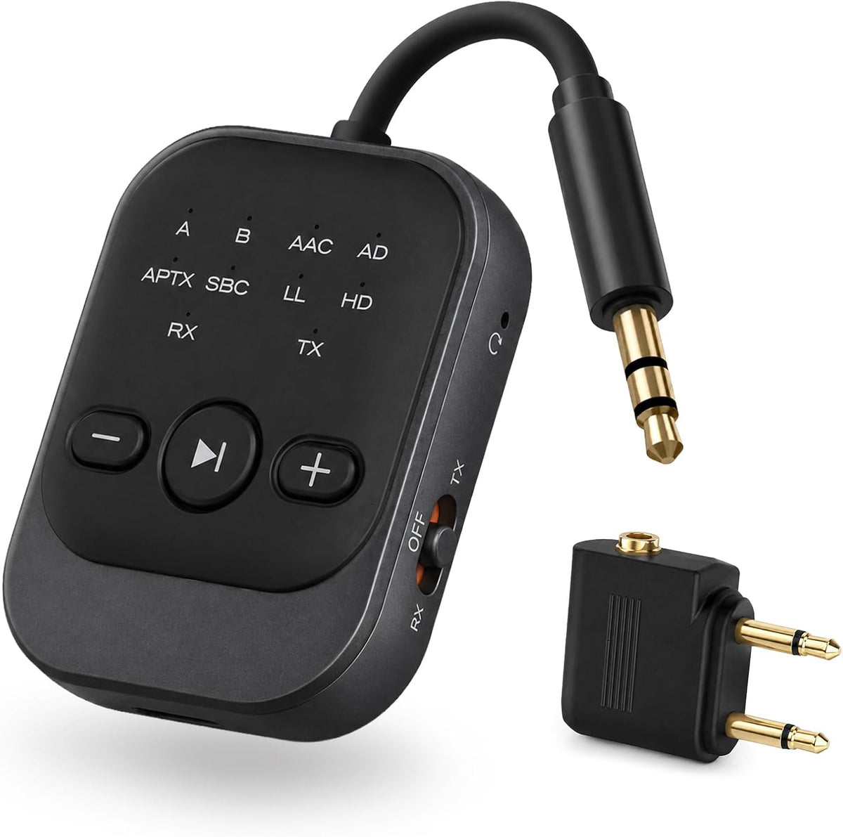 Transmisor Receptor Bluetooth, Adaptador Bluetooth para Avión para TV (Negro)