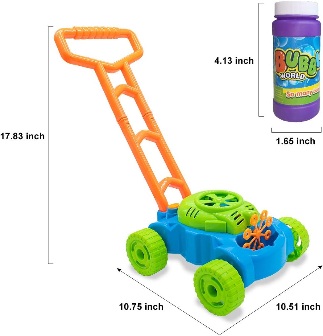Lydaz Cortacésped de burbujas para niños pequeños de 1 a 3 años, Verde, naranja