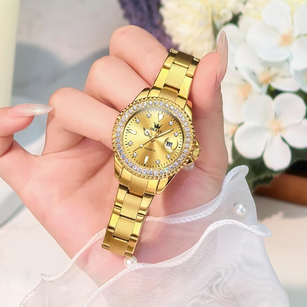 OLEVS Relojes para Mujer de Vestir Lujo Acero Inoxidable a Prueba de Agua Reloj de Muñeca