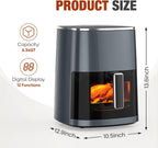 Sweetcrispy Freidora de aire de 6 cuartos con ventana, horno de freidora de aire cuadrado 12 en 1 para la familia, tecnología rápida de aire crujiente de 400 °F, deshidratación, cesta antiadherente y