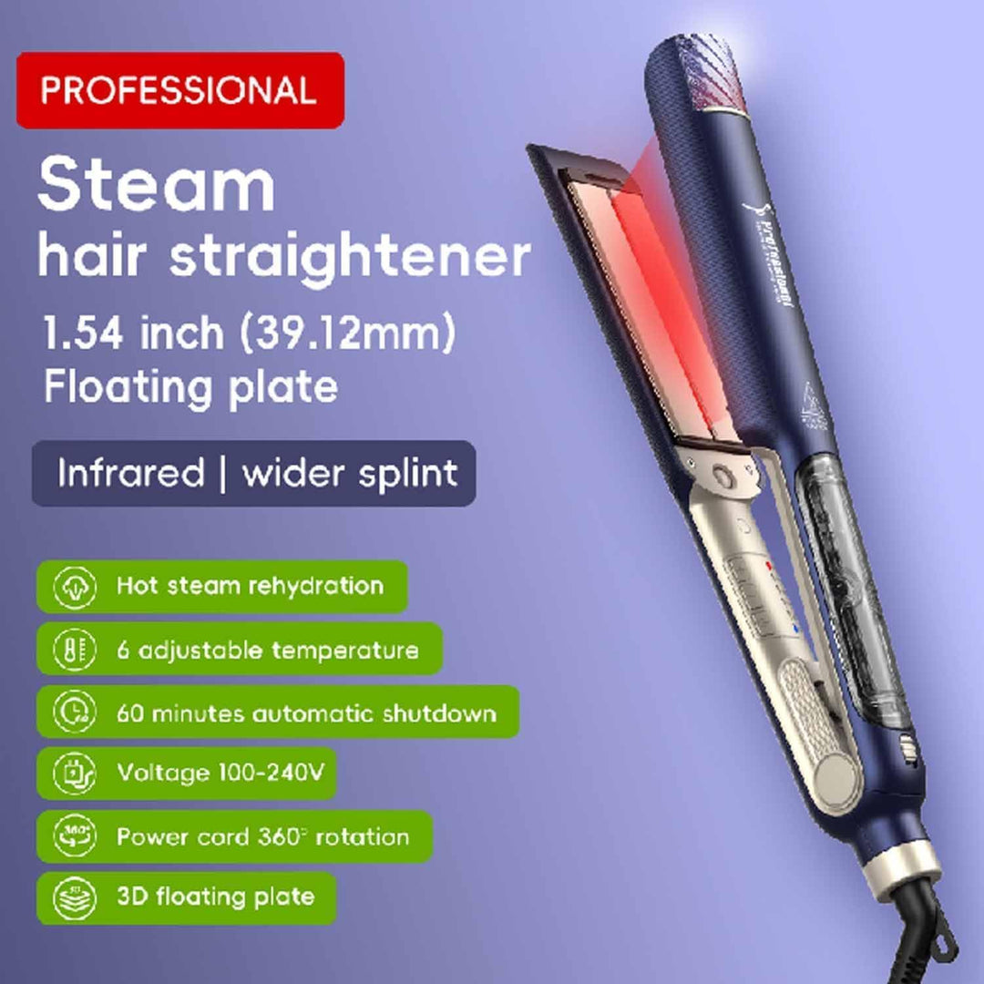 Plancha de pelo profesional a vapor, placa flotante de 1.54 pulgada...