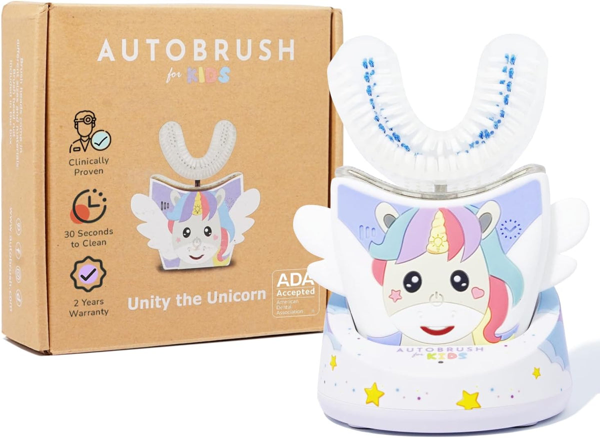 Autobrush - Cepillo de dientes eléctrico en forma de U para niños, Dinosaurio de 3 a 5 años