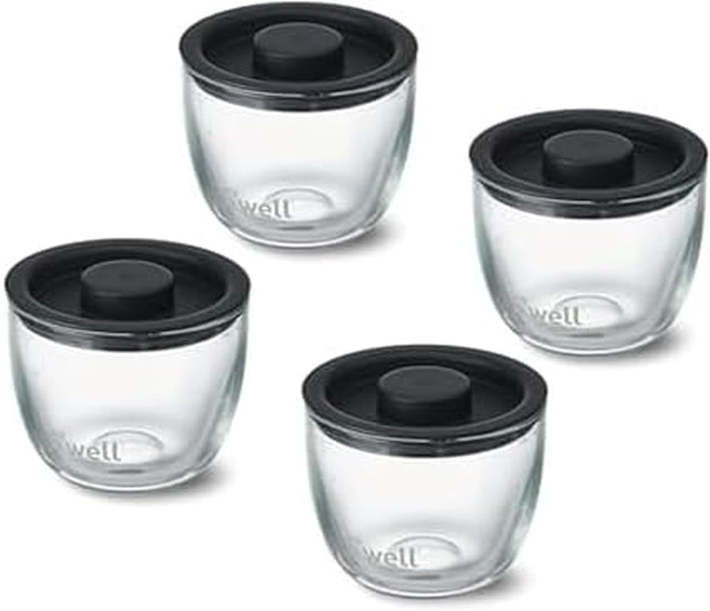 S'well Juego de 4 cuencos de vidrio de 12 onzas para preparar comidas fácilmente, color negro, vidrio templado duradero, diseño anidado compatible con recipientes S'well Eats de 21.5 onzas