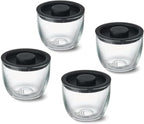 S'well Juego de 4 cuencos de vidrio de 12 onzas para preparar comidas fácilmente, color negro, vidrio templado duradero, diseño anidado compatible con recipientes S'well Eats de 21.5 onzas