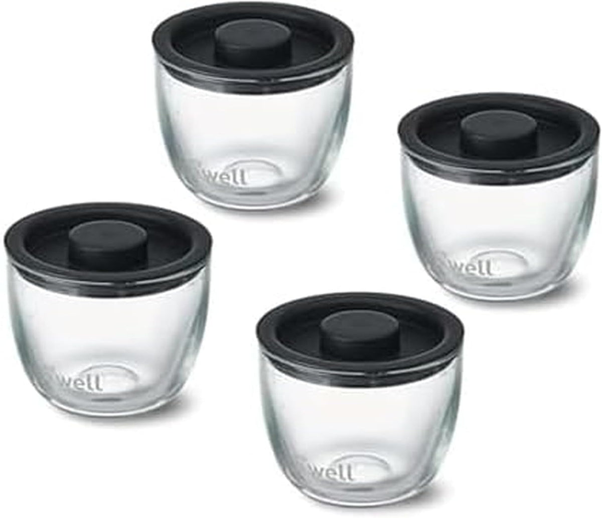 S'well Juego de 4 cuencos de vidrio de 12 onzas para preparar comidas fácilmente, color negro, vidrio templado duradero, diseño anidado compatible con recipientes S'well Eats de 21.5 onzas