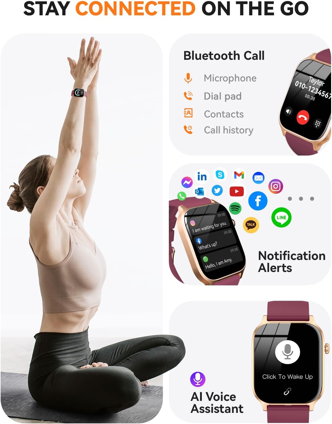 Relojes inteligentes para mujeres y hombres, reloj de seguimiento de actividad física con 110 modos deportivos, contador de pasos/monitor de sueño/podómetro, impermeable IP68, control de llamadas Bluetooth y control de música, reloj inteligente para