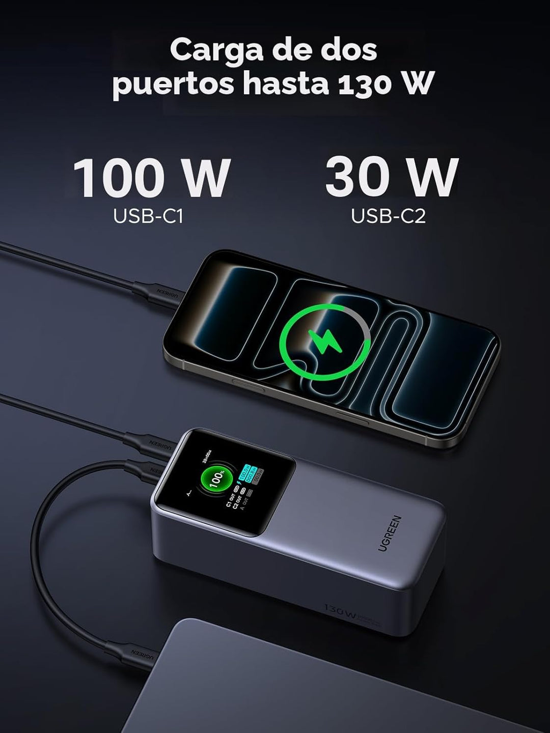 UGREEN Nexode Banco de Energía 20000mAh 130W Cargador Portátil 72Wh...