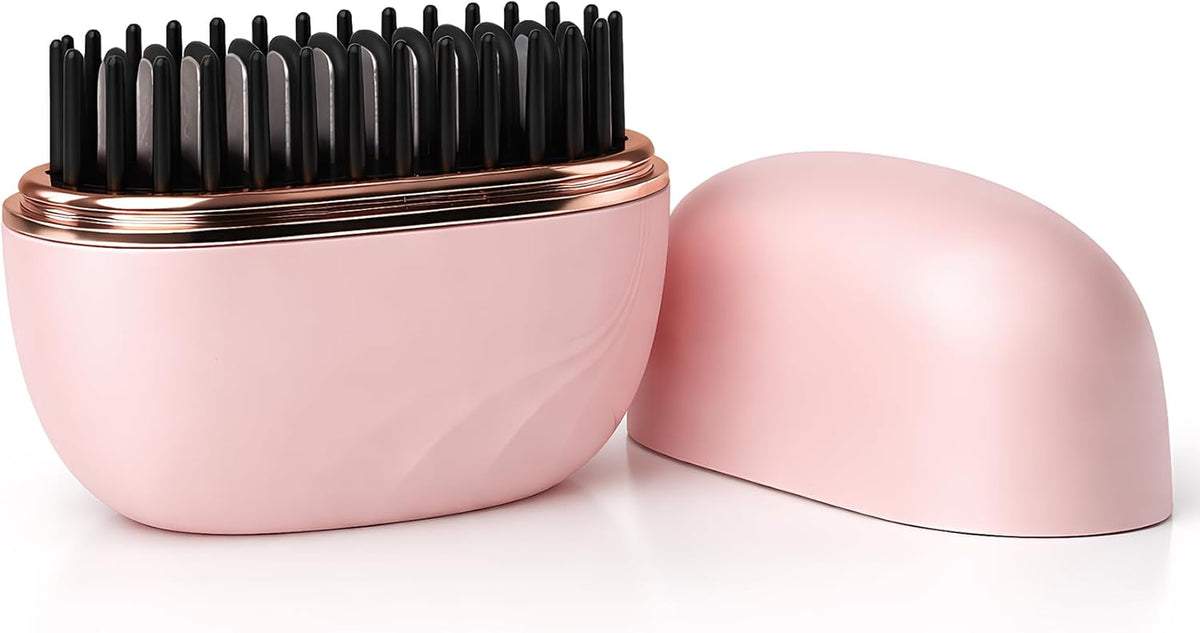 Mini alisador de pelo, cepillo Glam inalámbrico portátil, control d...