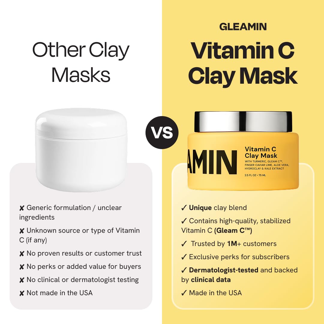 Gleamin Mascarilla de arcilla con vitamina C para manchas oscuras,...