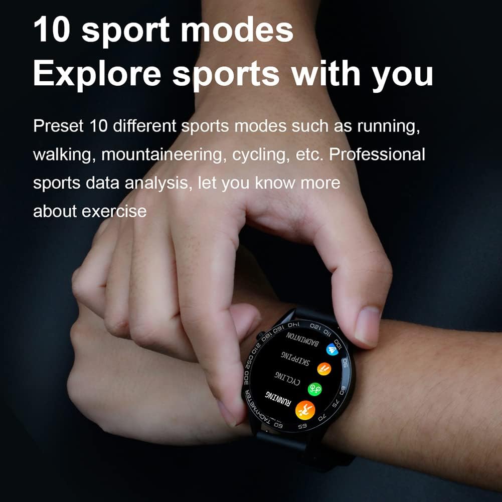 Reloj inteligente para hombre para Android iOS, llamadas Bluetooth, chat de voz con monitor de frecuencia cardíaca/sueño, monitor de fitness, pantalla táctil completa de 1.3 pulgadas, IP67