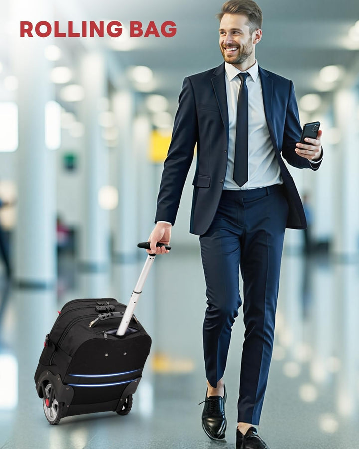 MATEIN Bolso rodante con ruedas, mochila rodante extra grande de 17...