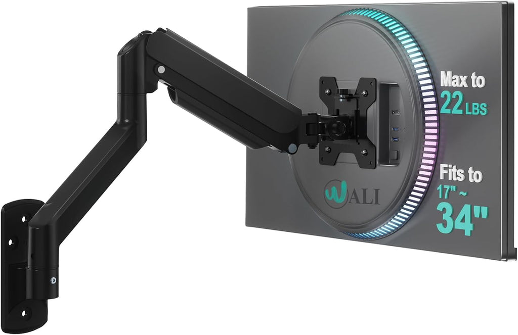 WALI Soporte de Pared para Monitor Individual para Pantallas de 17 a 34 pulgadas, hasta 22 lbs