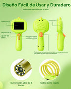 Cámara de boroscopio con luz para niños, juguete educativo Ashfly STEM Science para niños y niñas de 3, 4, 5, 6, 7, 8 años, pantalla de 2.4 pulgadas, cámara de alcance de serpiente para cumpleaños, campamento al aire libre, exploración de la naturaleza, v