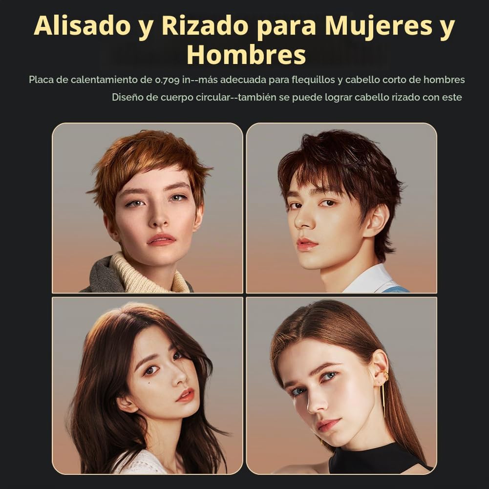 Alisador y rizador de pelo inalámbrico 2 en 1, plancha plana de cer...