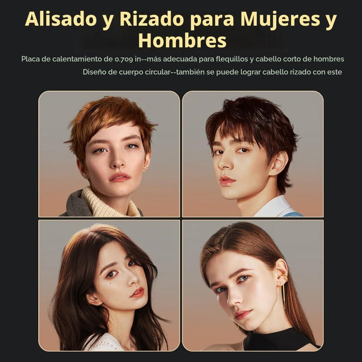 Alisador y rizador de pelo inalámbrico 2 en 1, plancha plana de cer...