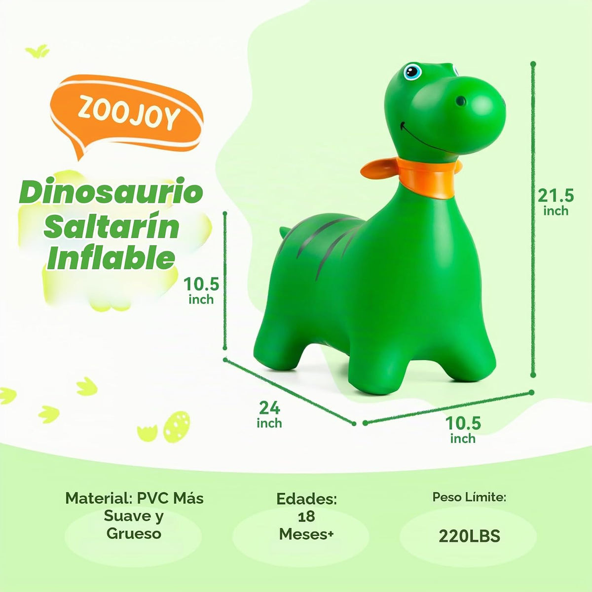 Dino Bouncy Animal Hopper | Bounce Ride-en Horse para Toddlers 18M+