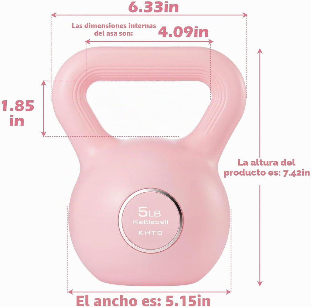KHTO Pesas Rusas para Ejercicio de Fitness - Juego de Pesas Rusas de Fuerza en Rosa, Mancuernas para Equipo de Gimnasio en Casa