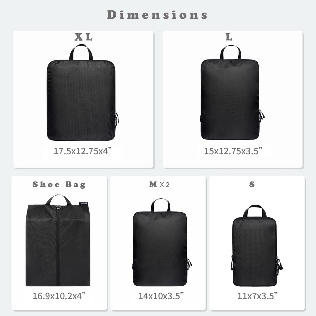 BAGAIL Juego de 6 cubos de embalaje de compresión ultraligeros organizadores de embalaje para accesorios de viaje, equipaje, maleta, mochila