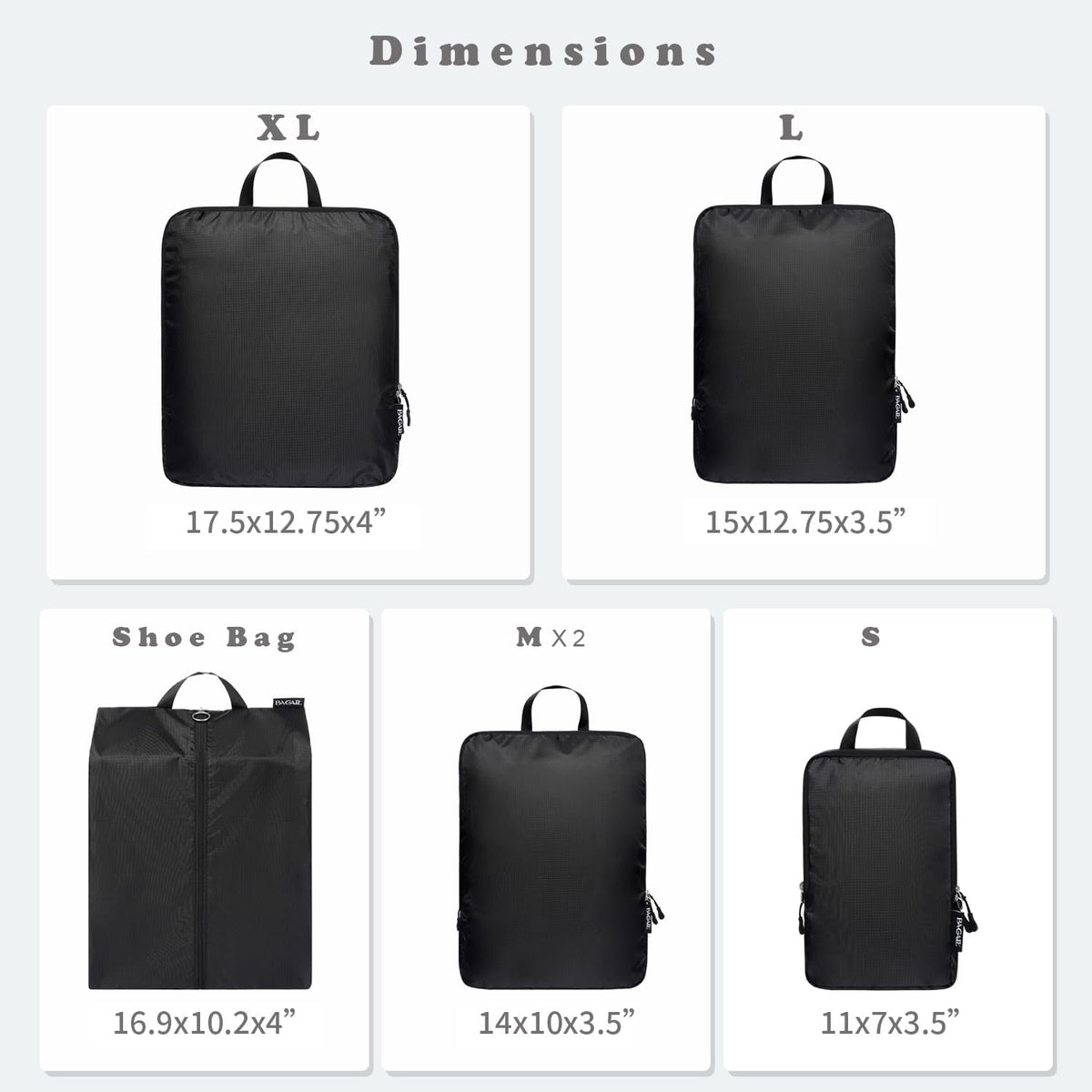 BAGAIL Juego de 6 cubos de embalaje de compresión ultraligeros organizadores de embalaje para accesorios de viaje, equipaje, maleta, mochila